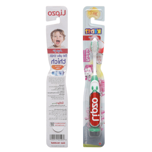 Bàn chải cho bé trên 5 tuổi Lipzo Kids 2 lông mềm vỉ 1 cây