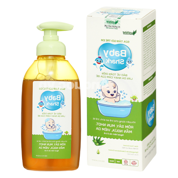 Sữa tắm gội trẻ em Baby Shark dịu nhẹ, ngừa rôm sảy chai 350ml