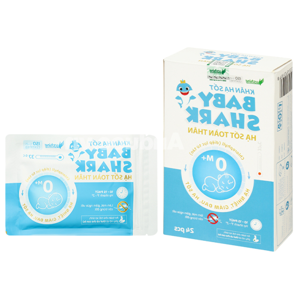 Khăn hạ sốt Baby Shark 0M+ cho bé (4 gói x 6 miếng)